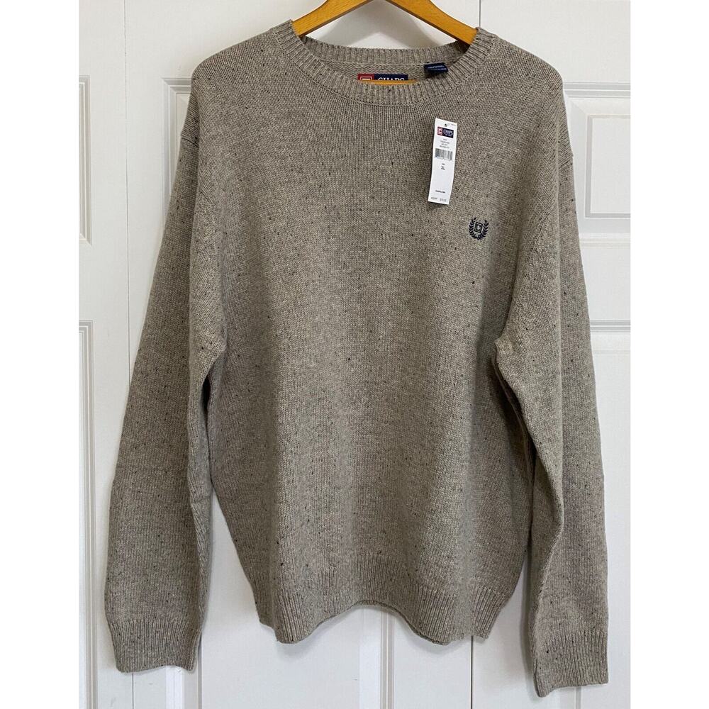 CHAPS Long Sleeve Sweater Mens XL Mushroom gray taupe NWT 63407